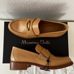 Massimo Dutti Women's Leather Loafers Size US 8 EU 39 New